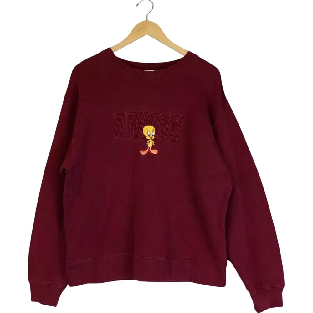 Vintage y2k Looney Tunes 'Tweety' Embossed Embroidered Sweatshirt Tweety bird Xs